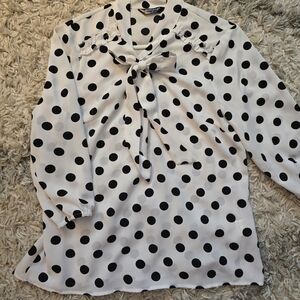 Allegra K Black and White Polka Dot Blouse